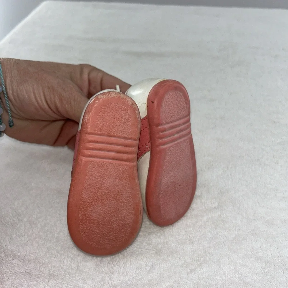 RARE VINTAGE Smurf Baby Girl Saddle Shoes Pink & White Size 1 Smurfette 80's